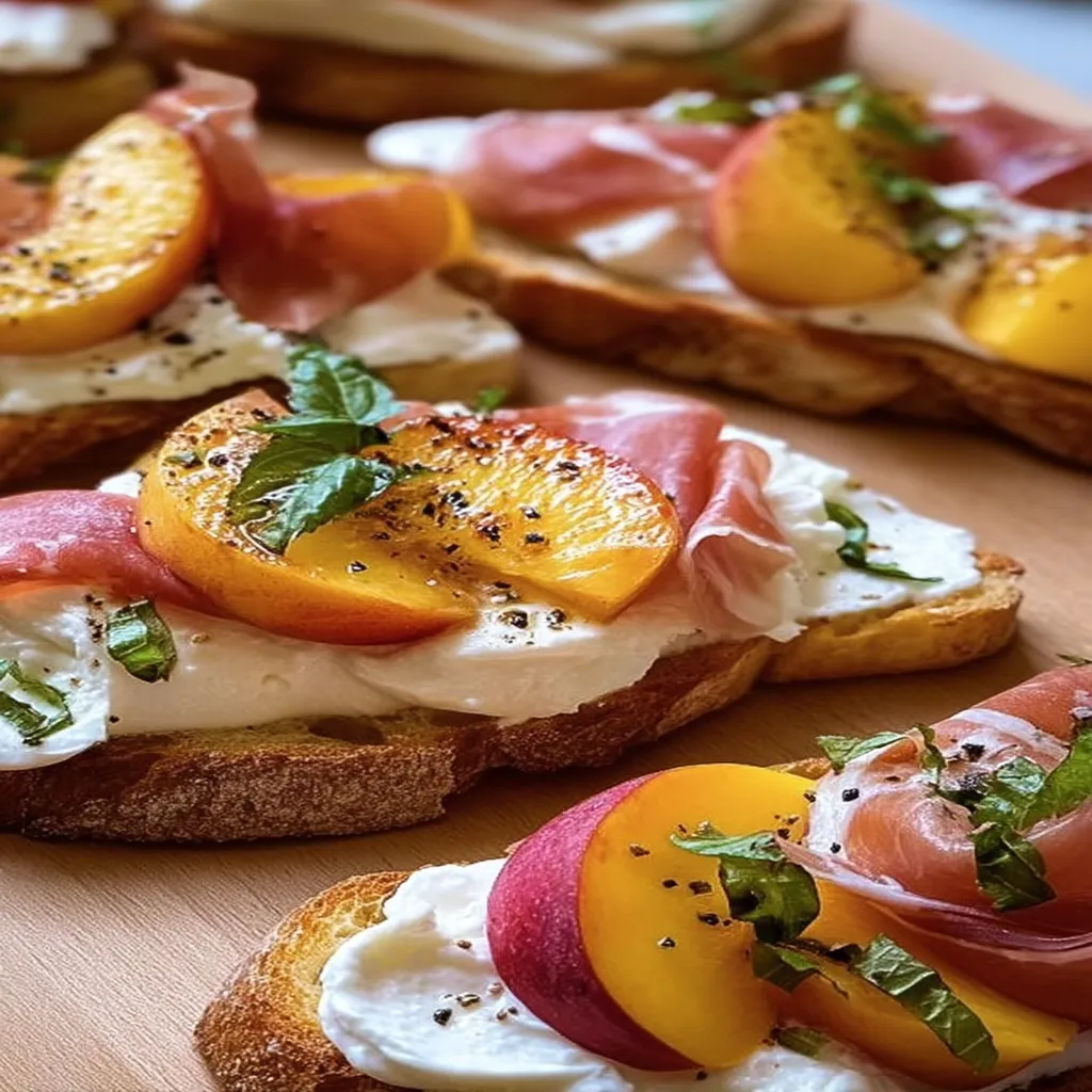 Cheesy Burrata Crostini with Prosciutto and Peaches recipe step-by-step guide