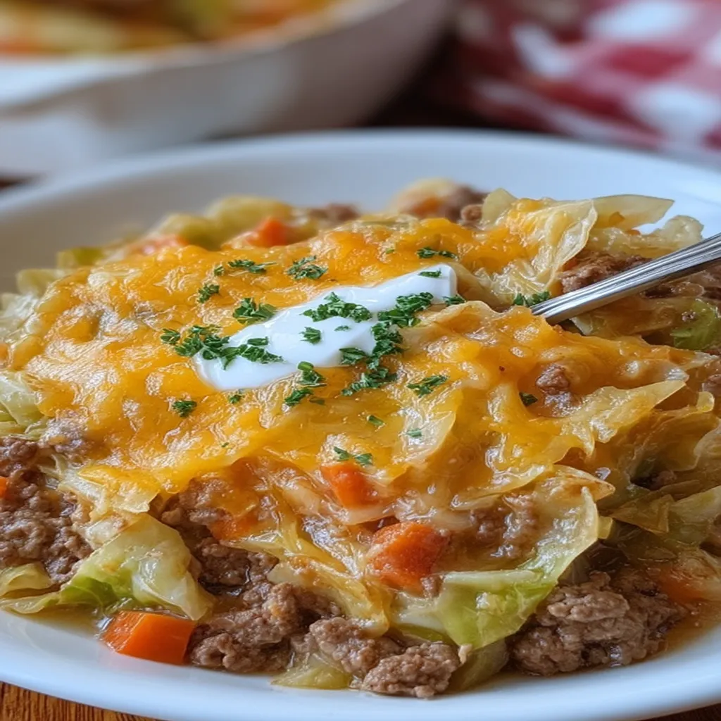 Cheesy Cabbage Beef Casserole