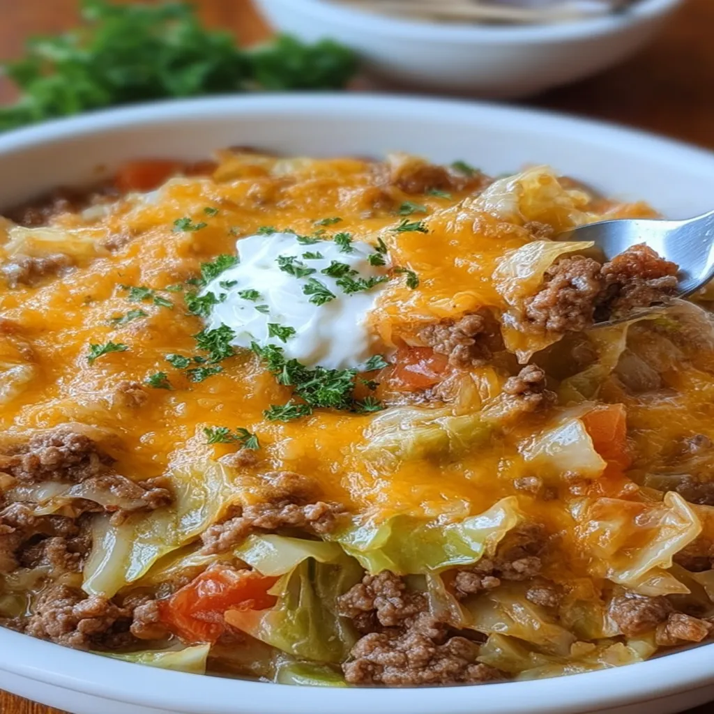 Cheesy Cabbage Beef Casserole
 recipe step-by-step guide