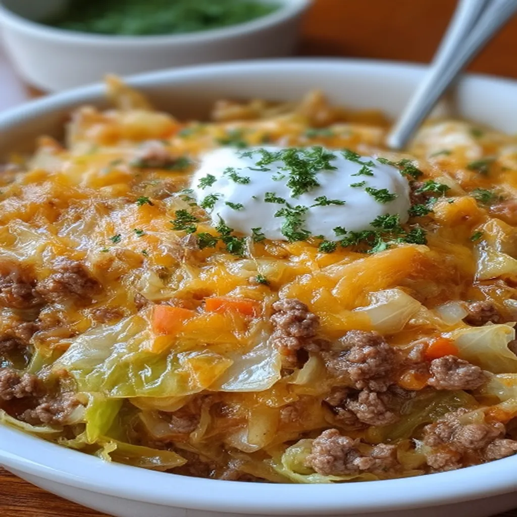 Cheesy Cabbage Beef Casserole
 recipe step-by-step guide