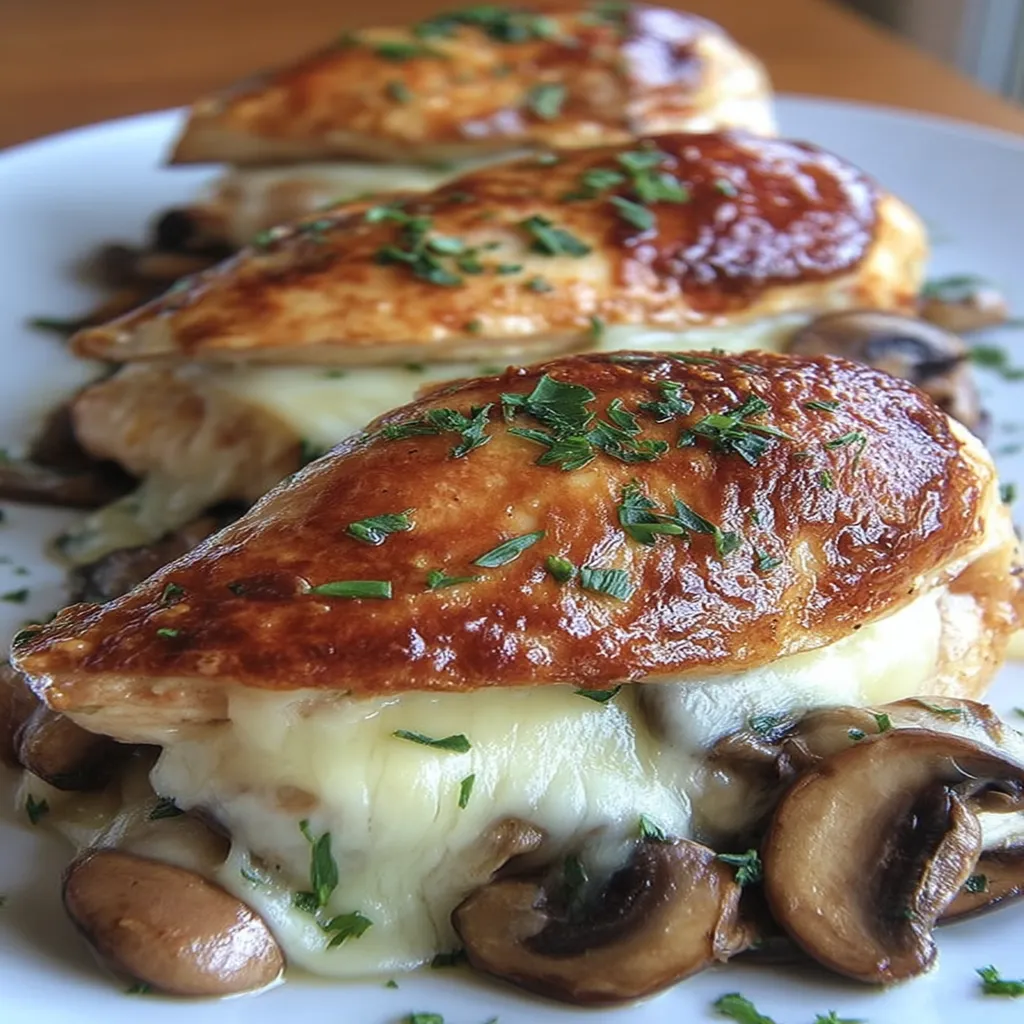 Cheesy Garlic Butter Mushroom Stuffed Chicken