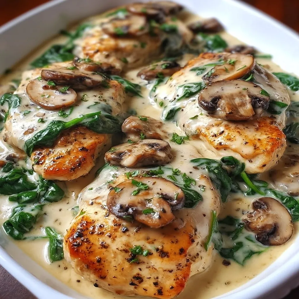 Chicken, Spinach, and Mushroom Bake