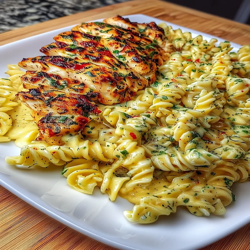Creamy Garlic Parmesan Chicken with Cheesy Twisted Past