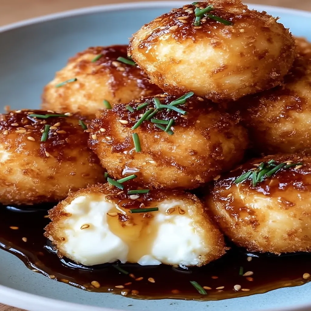 Crispy Fried Goat Cheese Balls with Spicy Honey Drizzle
