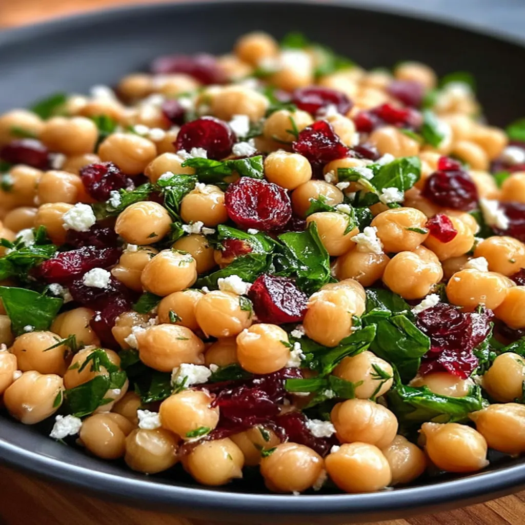Feta & Cranberry Chickpeas with Lemon Vinaigrette