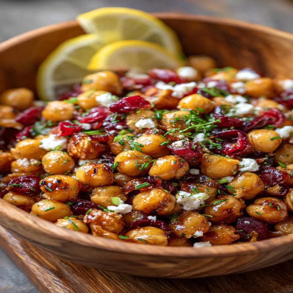 Feta & Cranberry Chickpeas with Lemon Vinaigrette