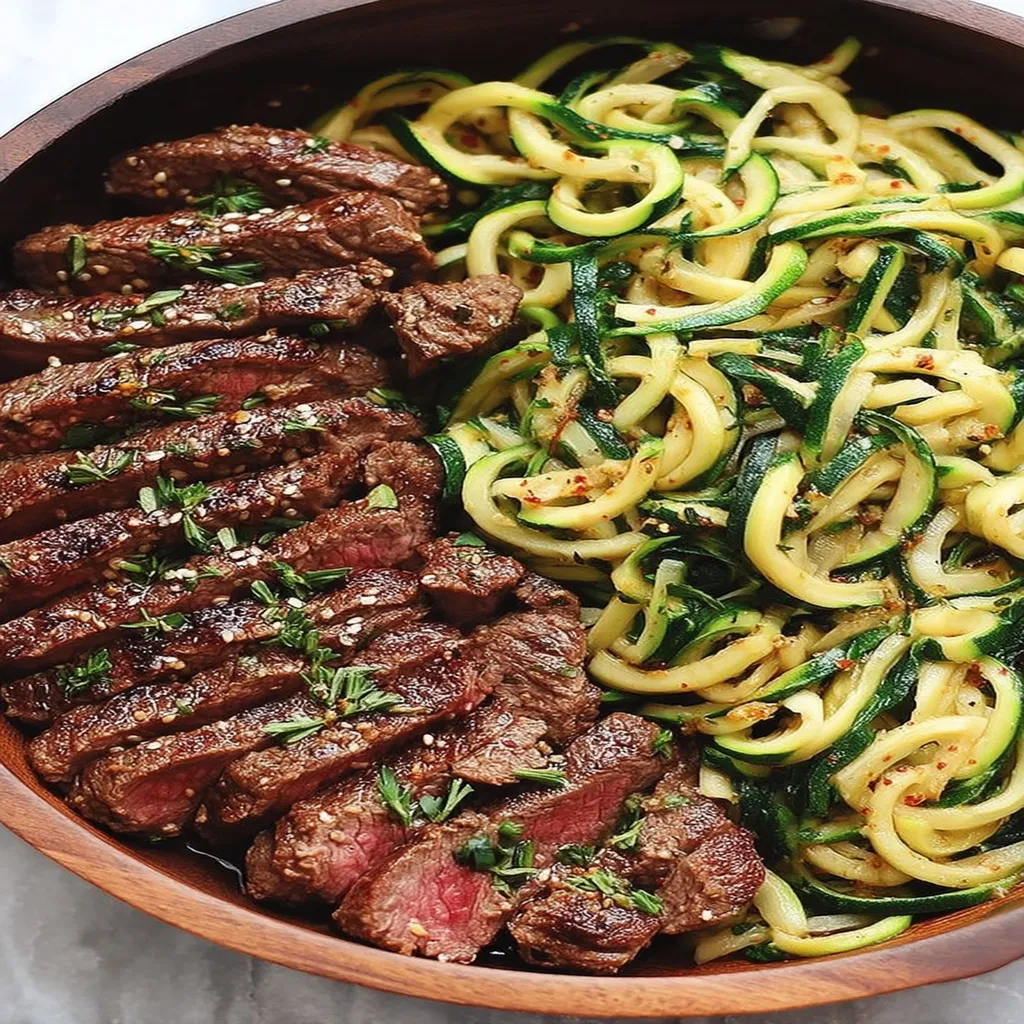 Garlic Butter Steak & Zucchini Noodles recipe step-by-step guide