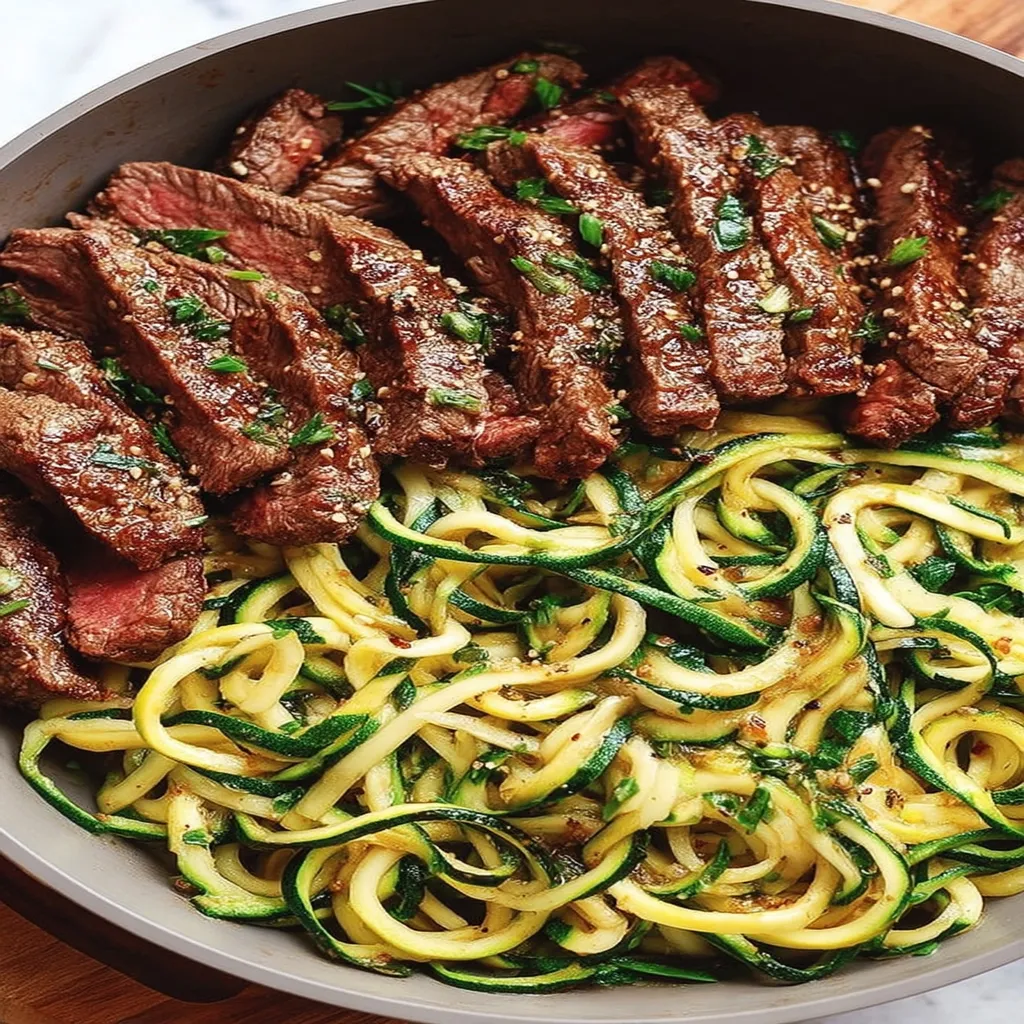 Garlic Butter Steak & Zucchini Noodles recipe step-by-step guide