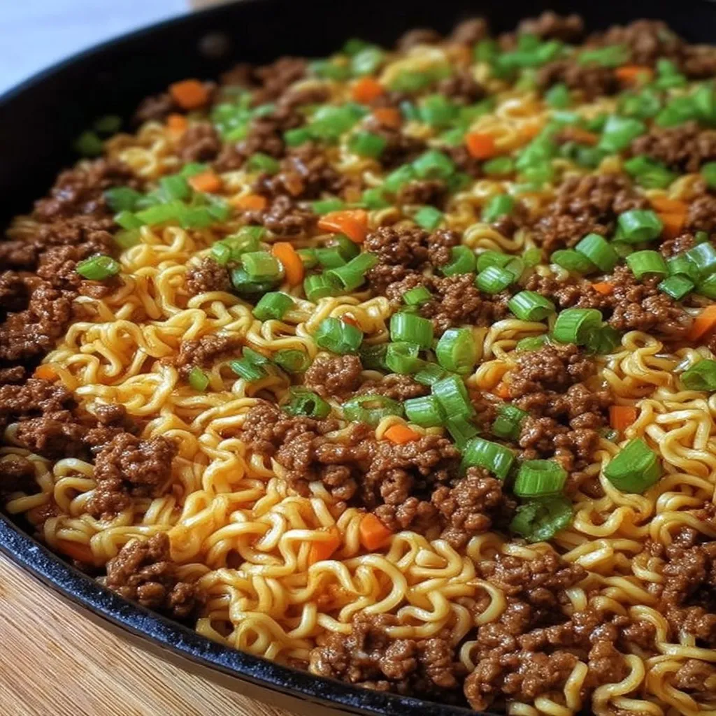 Ground Beef Ramen Skillet