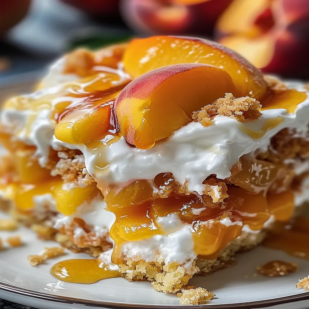 Heavenly Summer Peach Cobbler Poke Cake