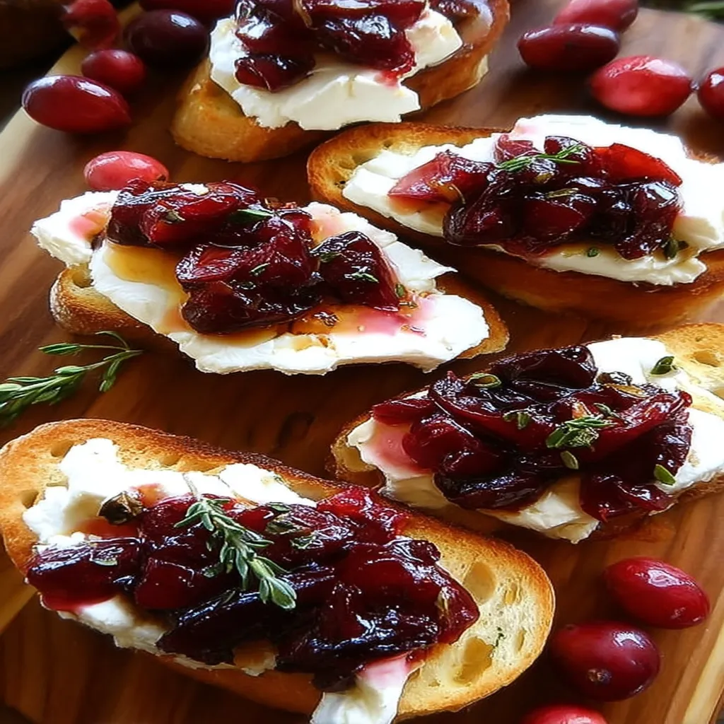 Honey Whipped Feta and Cranberry Crostini