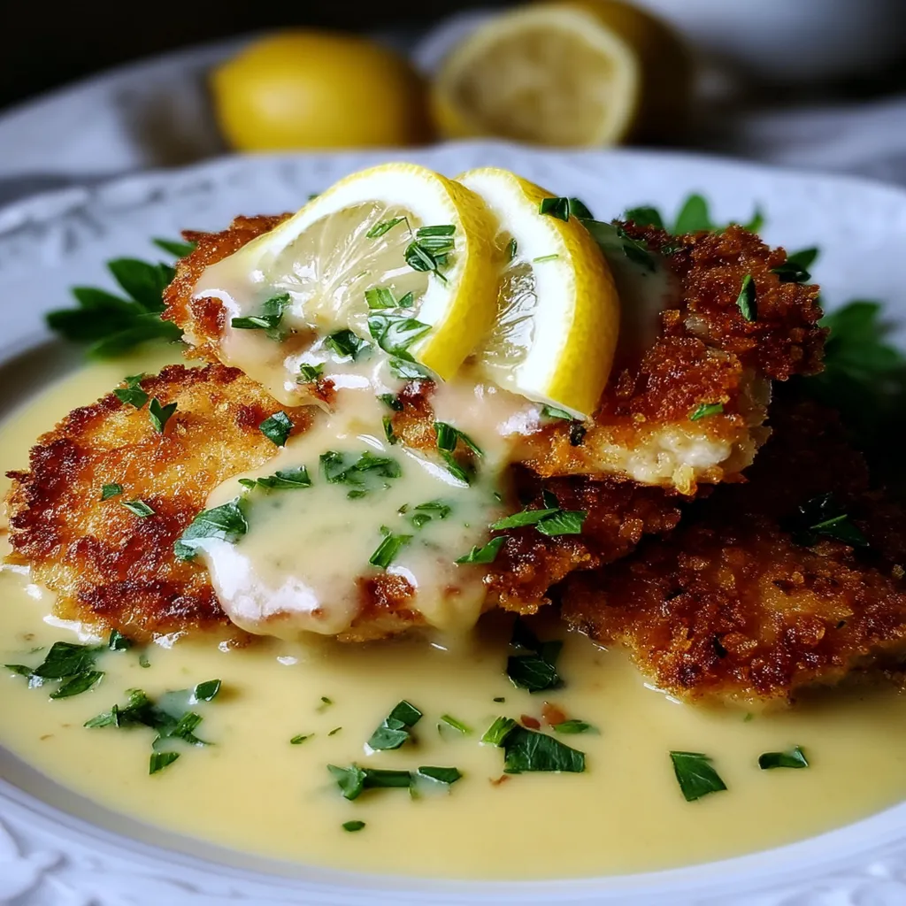 Lemon Pecorino Crusted Chicken with Creamy Lemon Sauce