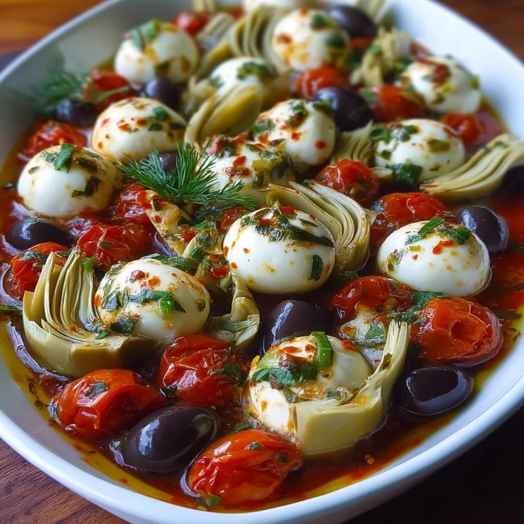 Marinated Mozzarella Balls, Artichokes, and Olives