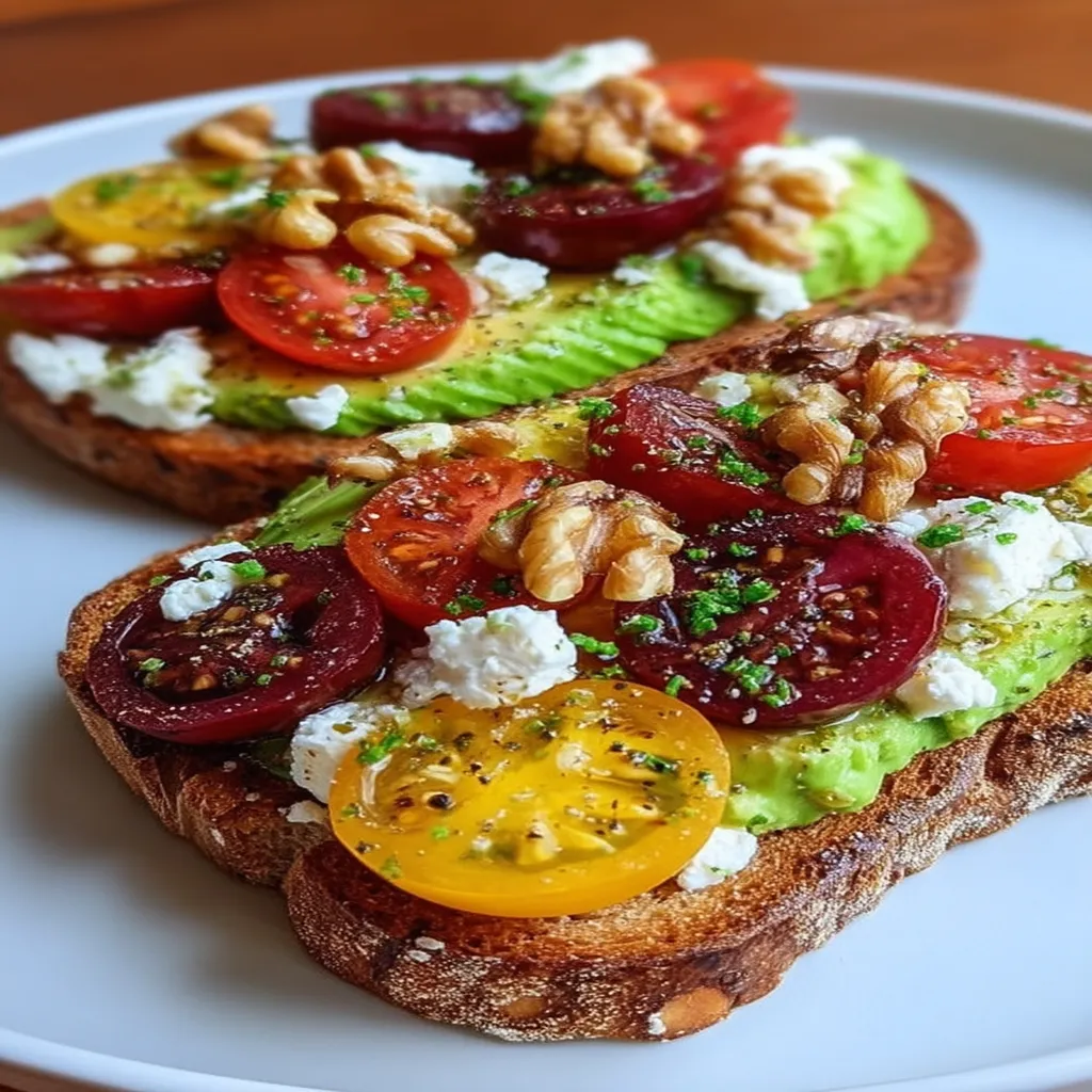 Mediterranean Avocado Toast with Feta, Tomatoes & Walnuts
 recipe step-by-step guide