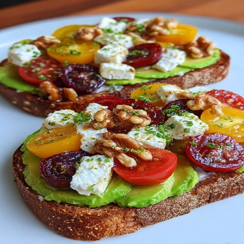 Mediterranean Avocado Toast with Feta, Tomatoes & Walnuts
 recipe step-by-step guide