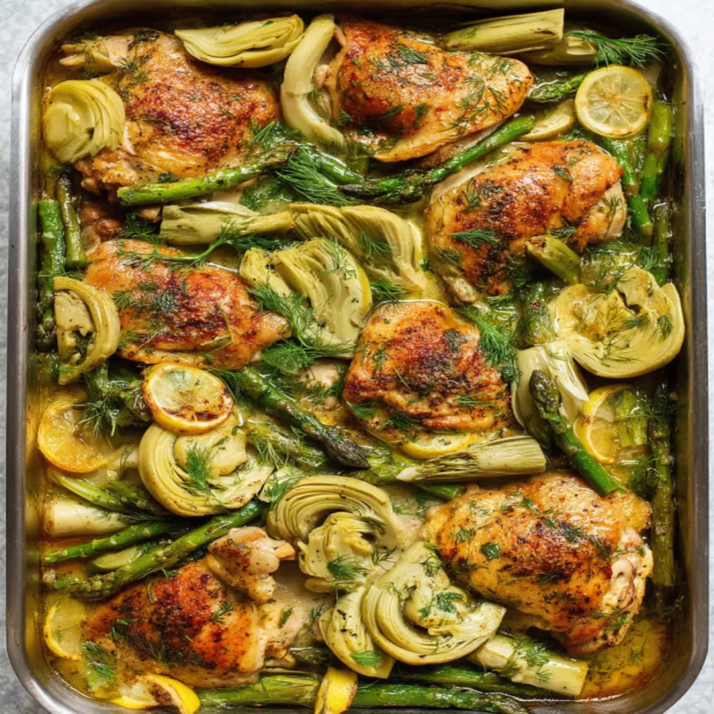 Mediterranean Chicken with Artichokes and Asparagus