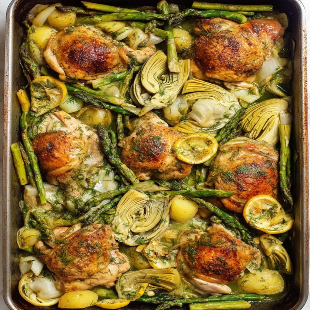 Mediterranean Chicken with Artichokes and Asparagus