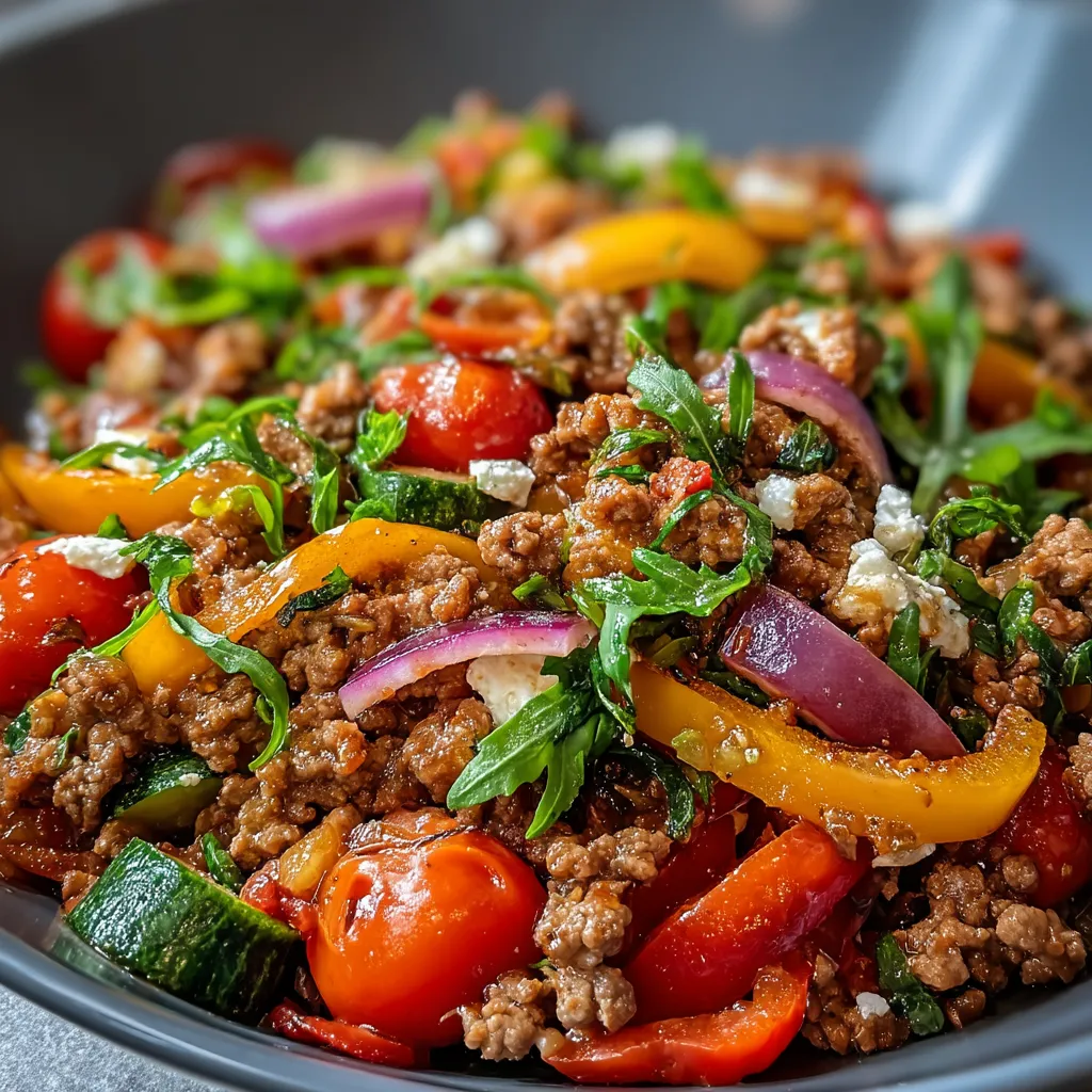 Mediterranean Ground Beef Stir Fry
