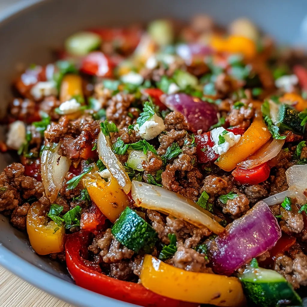 Mediterranean Ground Beef Stir Fry
