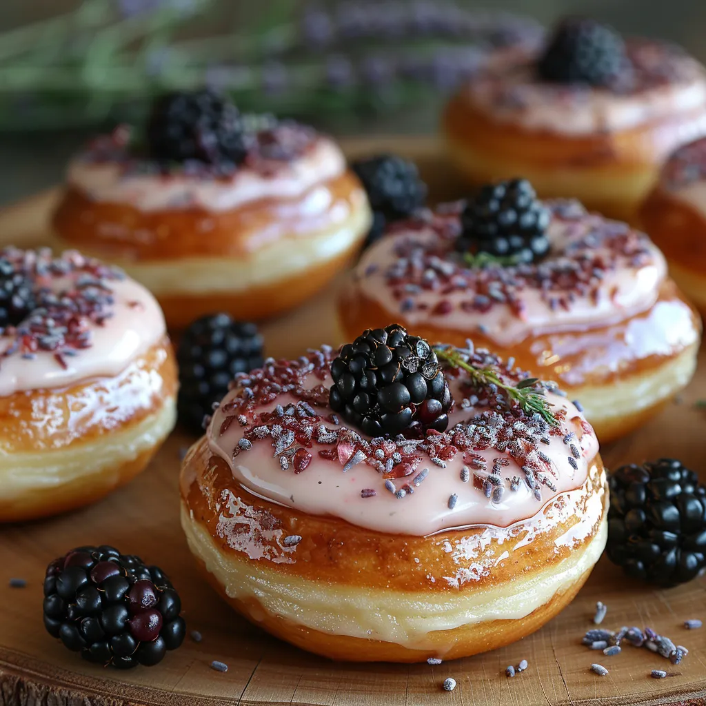 Mini Blackberry Lavender Buttermilk Cheesecake Doughnuts
