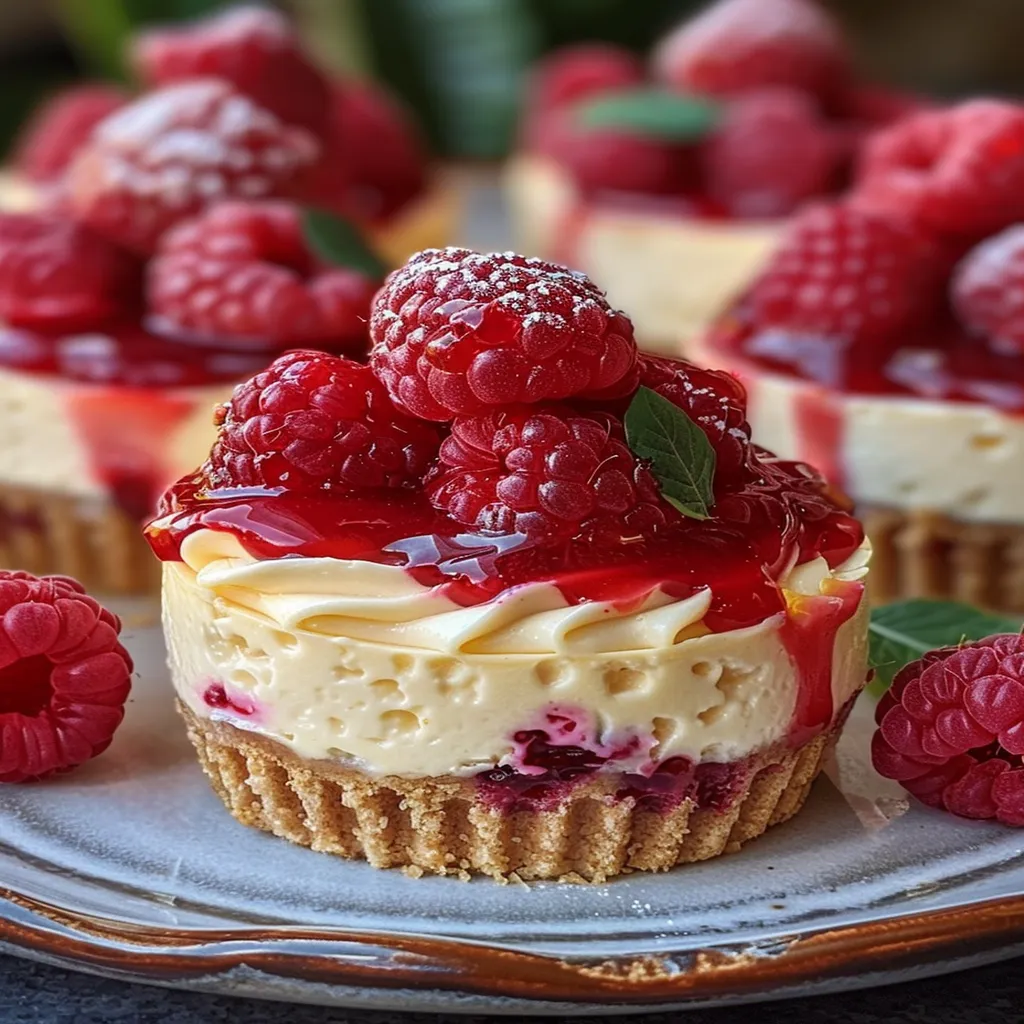 No Bake Mini Lemon Raspberry Cheesecakes