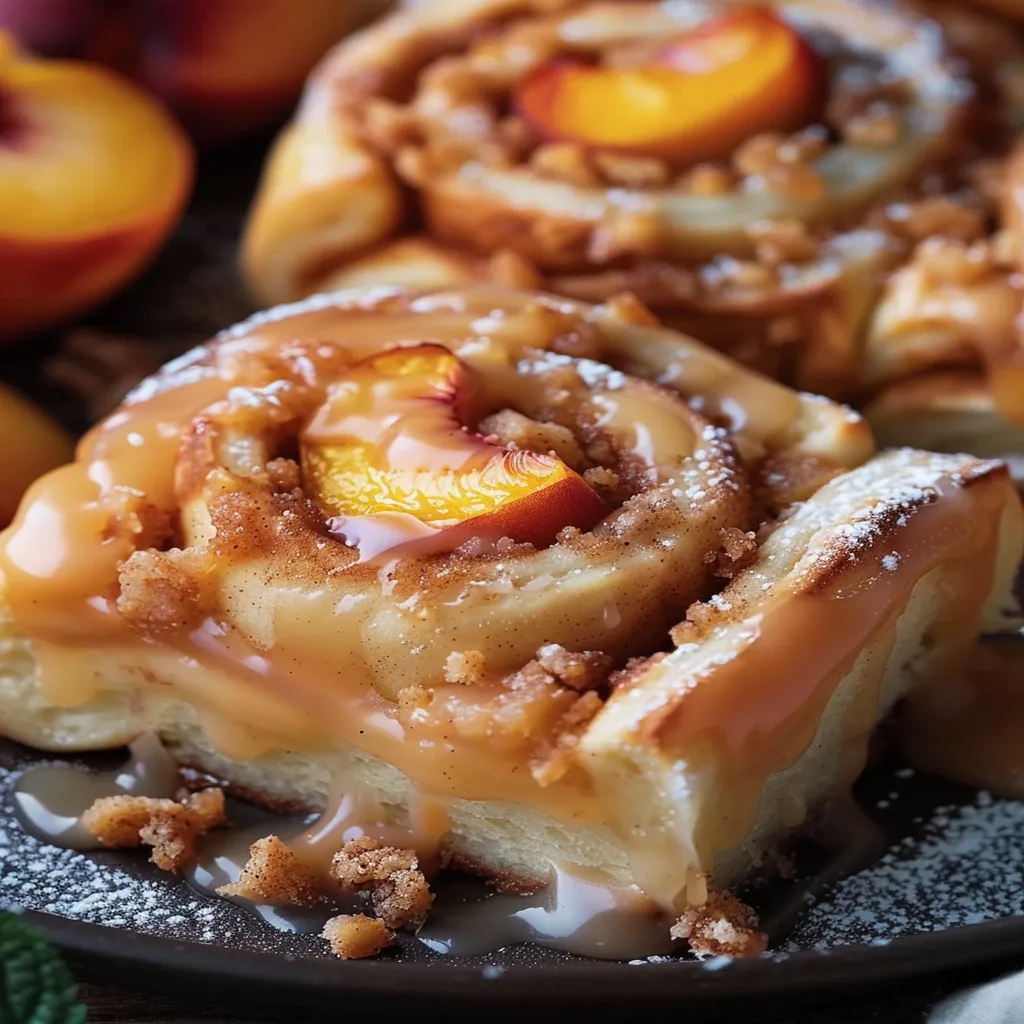Peach Cobbler Cinnamon Rolls