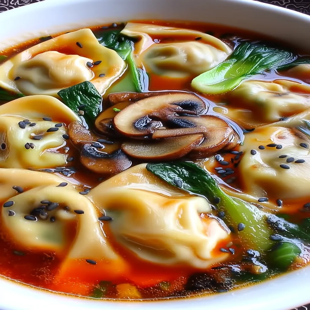 Potsticker Soup: Asian-Inspired Broth with Mushrooms & Bok Choy