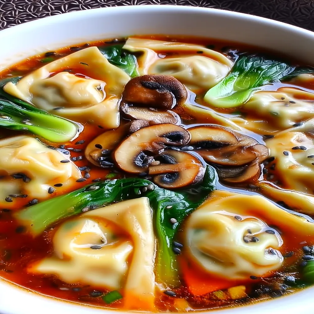 Potsticker Soup: Asian-Inspired Broth with Mushrooms & Bok Choy
