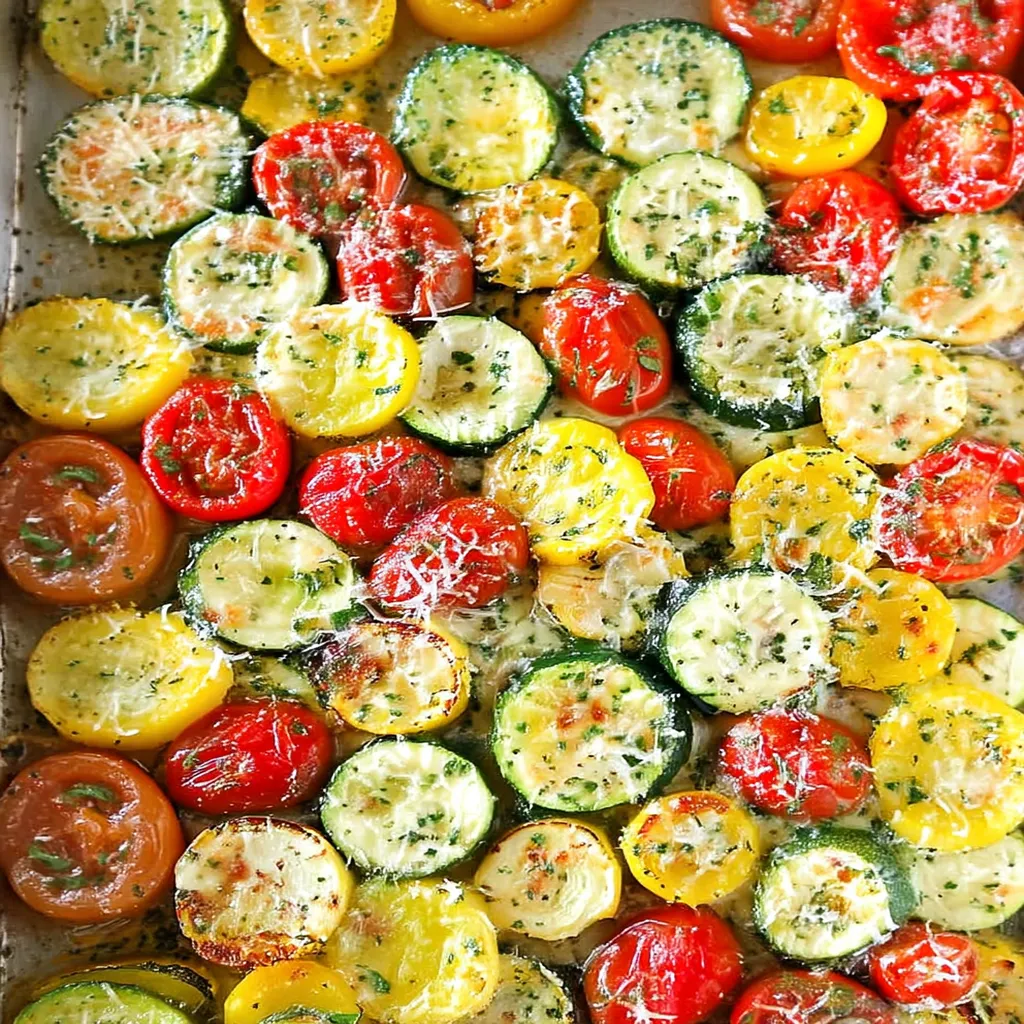 Roasted Garlic-Parmesan Zucchini, Squash and Tomatoes