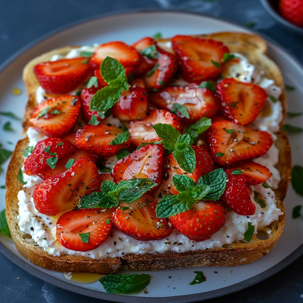 Roasted Strawberry Whipped Ricotta Toast