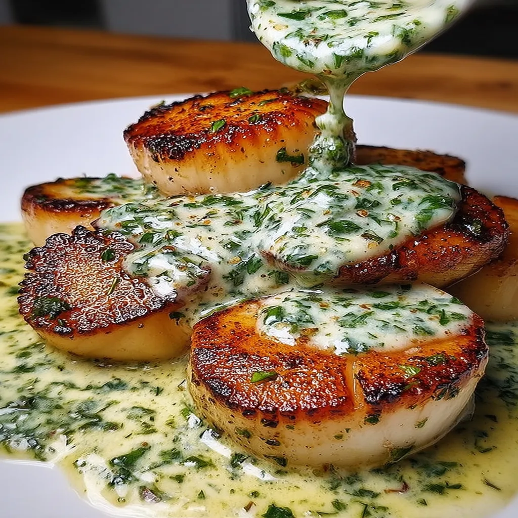 Sizzling Scallops with Zesty Lime Cilantro Sauce
