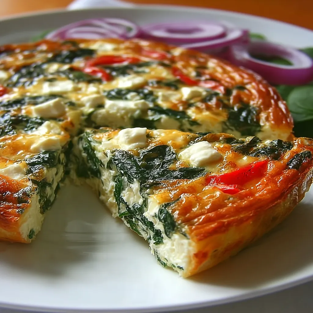 Spinach, Onion, and Feta Crustless Quiche