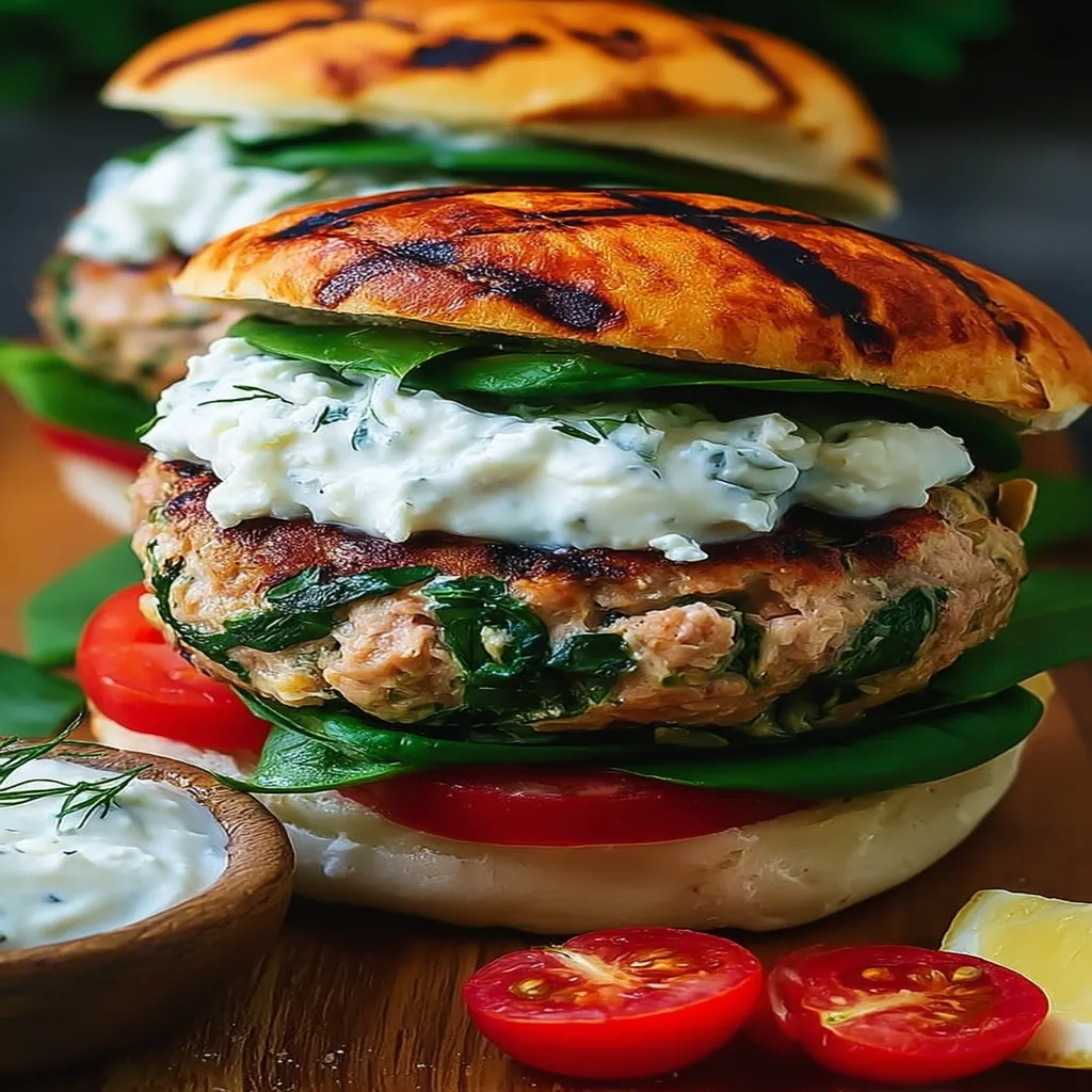 Sun-Dried Tomato and Feta Spinach Burgers with Tzatziki Sauce recipe step-by-step guide