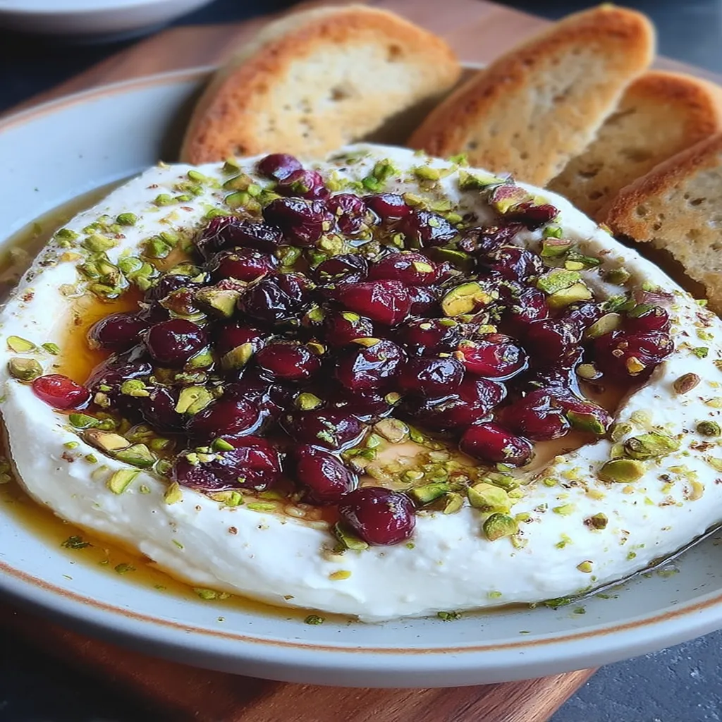 Whipped Feta Dip with Honey, Pistachios, and Cranberries