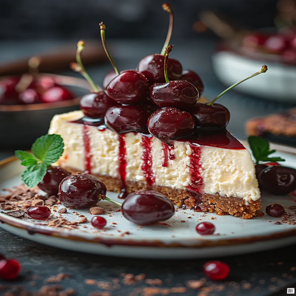 White Chocolate Cherry Cheesecake
