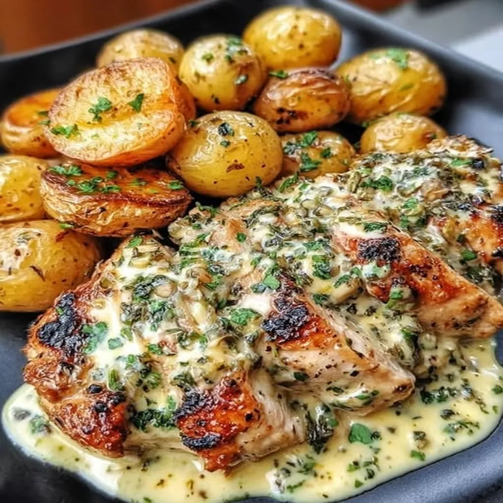 Creamy Garlic Chicken with Roasted Baby Potatoes recipe step-by-step guide