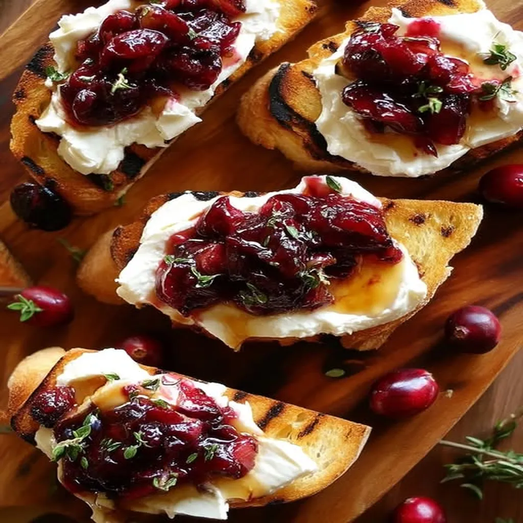 whipped feta, honey, cranberry, crostini, savory, creamy, festive, appetizer
