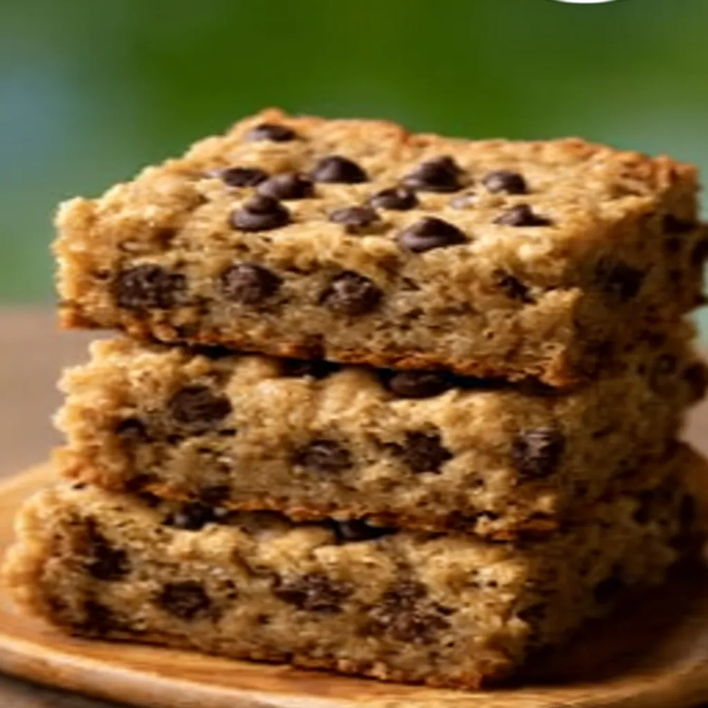oatmeal chocolate chip bars, decadent dessert, chewy, sweet, indulgent, homemade flavor