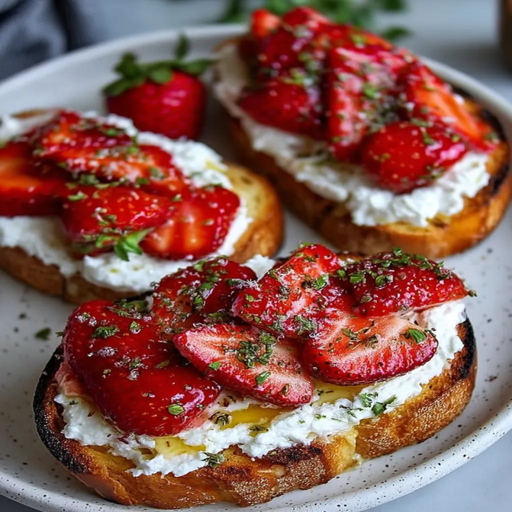 roasted strawberry, whipped ricotta, toast, delicious, creamy, fruity, indulgent