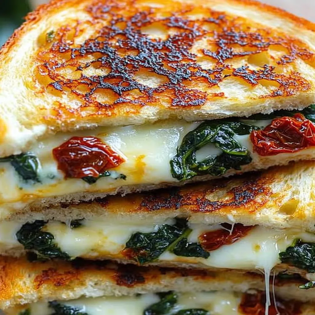 Sun-Dried Tomato Spinach and Ricotta Grilled Cheese
 recipe step-by-step guide